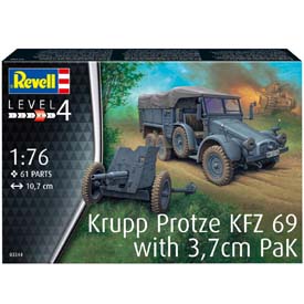 Revell Krupp Protze KFZ 69 With 3,7cm Pak Model Military tank 1:76, 61 dielov