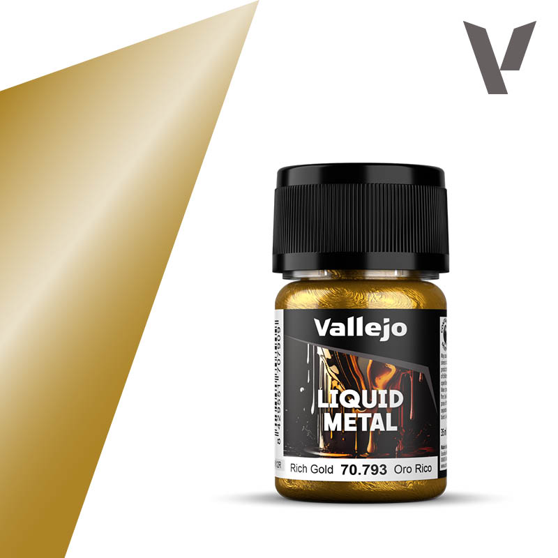 Vallejo 70.793 Liquid Metal Zlatá vysokolesklá airbrush farba 35 ml