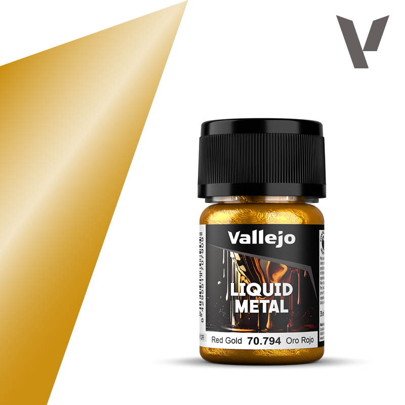 Vallejo 70.794 Liquid Metal Zlatá vysokolesklá airbrush farba 35 ml