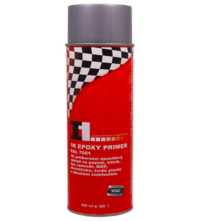 1K EPOXY PRIMER - EPOXIDOVÝ ZÁKLAD V SPREJI, odtieň: RAL7001 - sivý, objem: 500ml