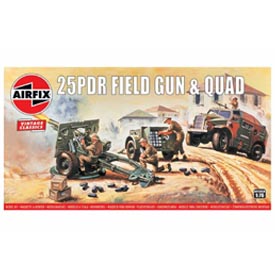 Airfix 25PDR Field Gun & Quad Vintage Classics Model Set 1:76, 71 dielov