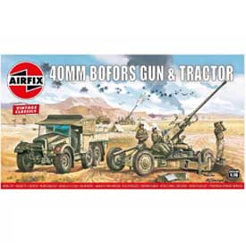 Airfix Bofors 40mm Gun & Tractor Model Set dela 1:76, 107 dielov