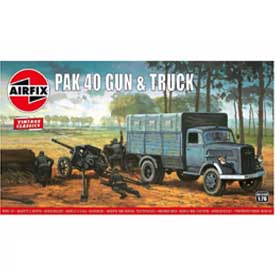 Airfix Opel Blitz & Pak 40 Gun Model Set nákladného auta a dela 1:76, 65 dielov