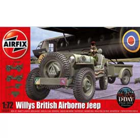 Airfix Willys Jeep, Trailer & 6PDR Gun Model Set vozidla, prívesu a guľometu 1:72, 71 dielov