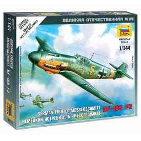 Zvezda Wargames (WWII) Messerschmitt Bf-109 F2 Model Set lietadla 1:144, 8 dielov