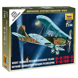 Zvezda Wargames (WWII) Soviet Plane PO-2 Model Set lietadla 1:144, 10 dielov