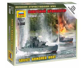 Zvezda Soviet Armored Boat Model Set lode - Obrneného člna 1:350, 10 dielov