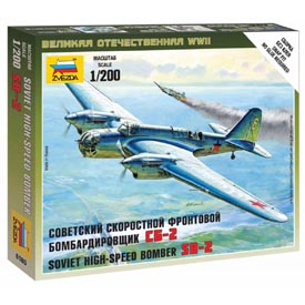 Zvezda Wargames (WWII) Soviet Bomber SB-2 Model Set lietadla 1:200, 16 dielov