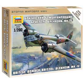 Zvezda Wargames (WWII) British Bomber Bristol Blenheim MK IV Model Set lietadla 1:200, 20 dielov