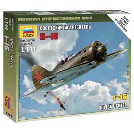 Zvezda Wargames (WWII) Soviet Fighter Polikarpov I-16 Model Set lietadla 1:144, 13 dielov