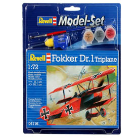 Revell Fokker Dr.1 Triplane Model Set lietadlo 1:72, 37 dielov + farby + lepidlo + štetec